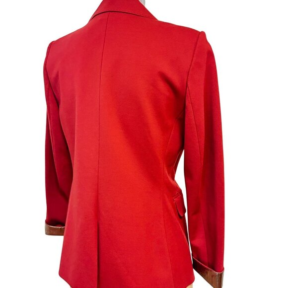 Womens Rust Red Blazer With Metallic Cuff Detail Size 8 White House Black Market - Picture 3 of 5